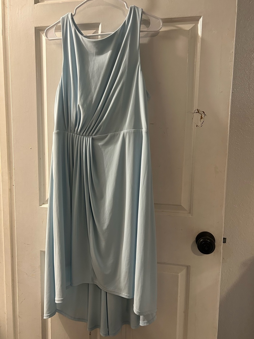 White House Black Market Light Blue High-Low Draped Dress